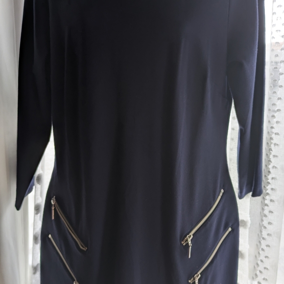 LOT 2 dresses : LOFT Charcoal Black Swing Dress Navy Blue Dress - Picture 3 of 9